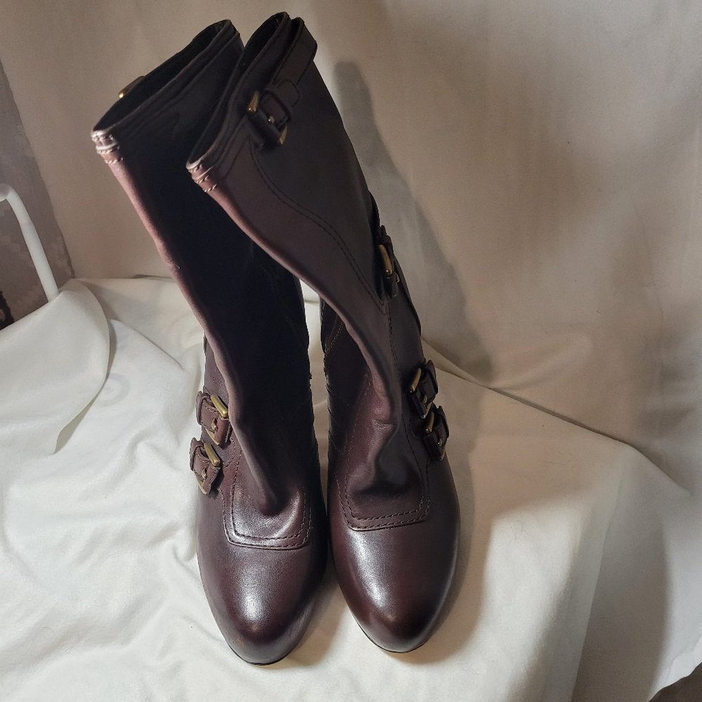 COACH Brown Leather Stiletto Mid-Calf Boots